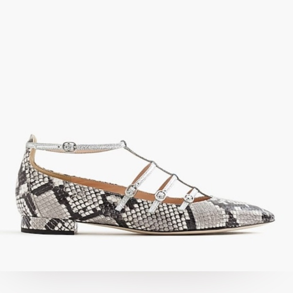 J. Crew caged snakeskin patterned flats- size 8.5